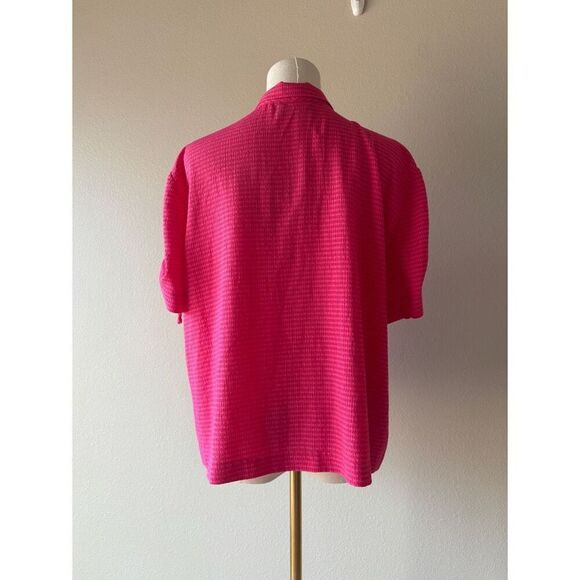 vintage 90s pink gingham short sleeve button front - Picture 4 of 5